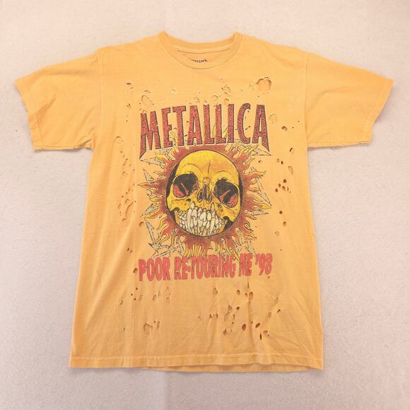 Metallica Band Crew Neck Graphic Short Sleeve T Shirt Mens Size Small S Yellow - Picture 2 of 9